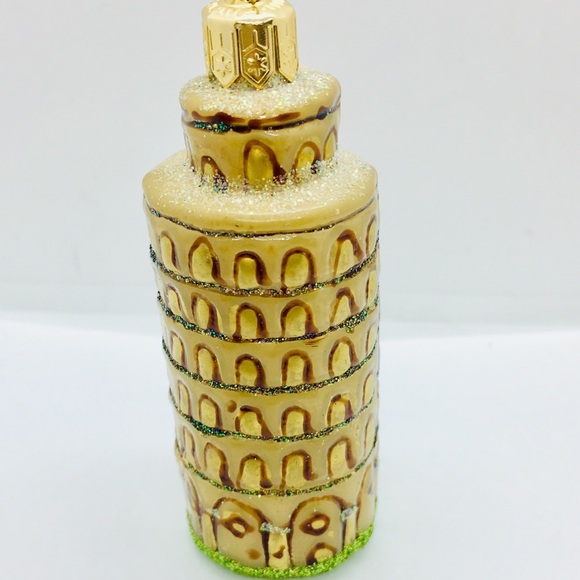 Polish Glass Leaning Tower Pisa Xmas Ornament Tree - Picture 2 of 6